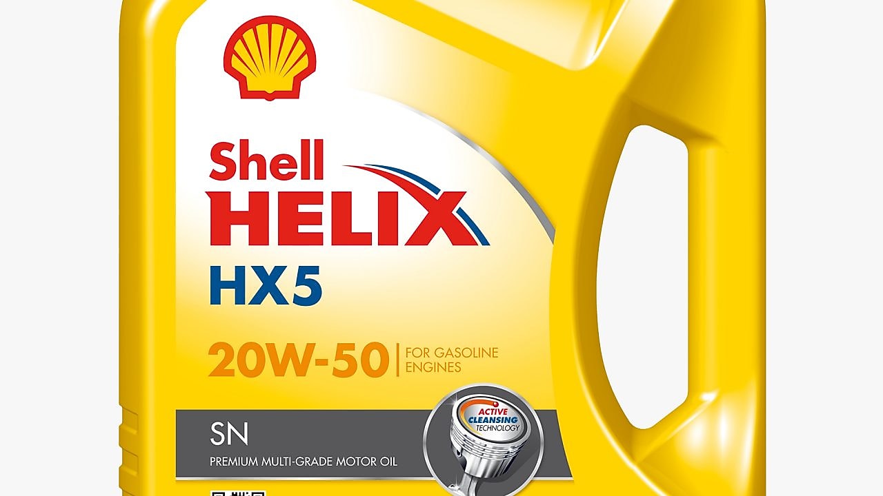 Imagen de embalaje amarilla de Shell Helix 20W-50