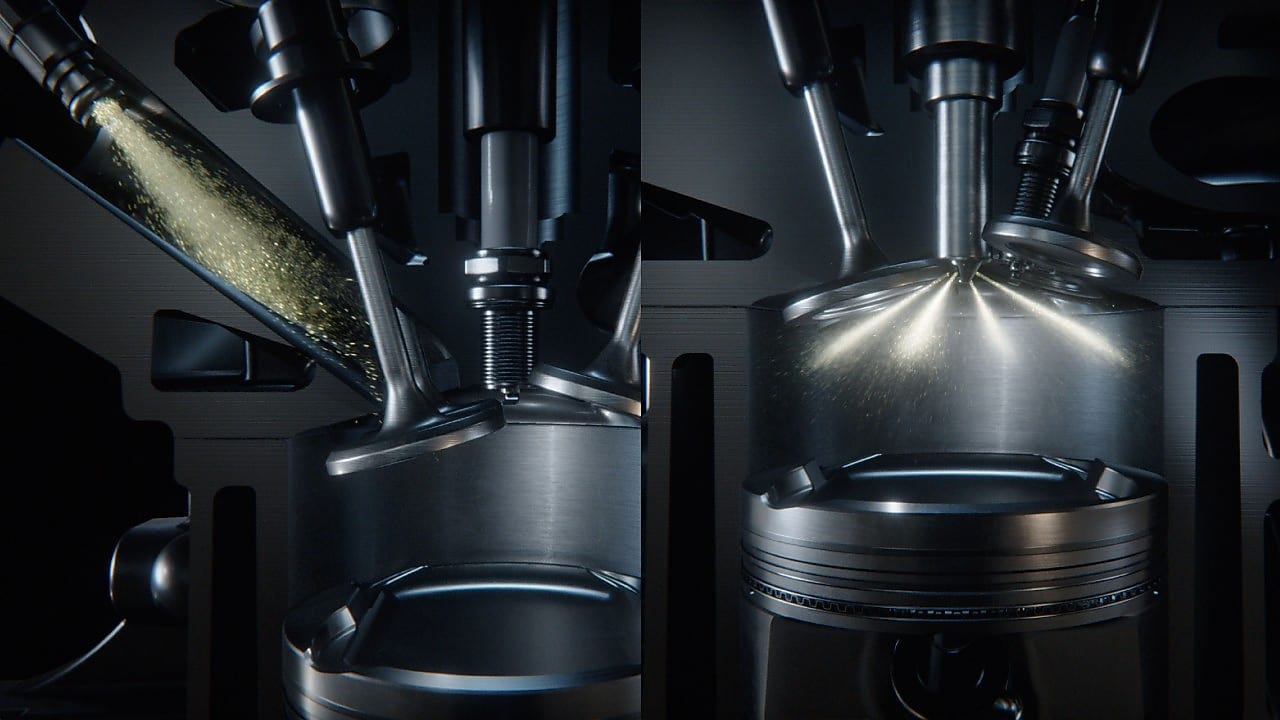 Simulación del interior de un motor de coche que recibe Shell FuelSave